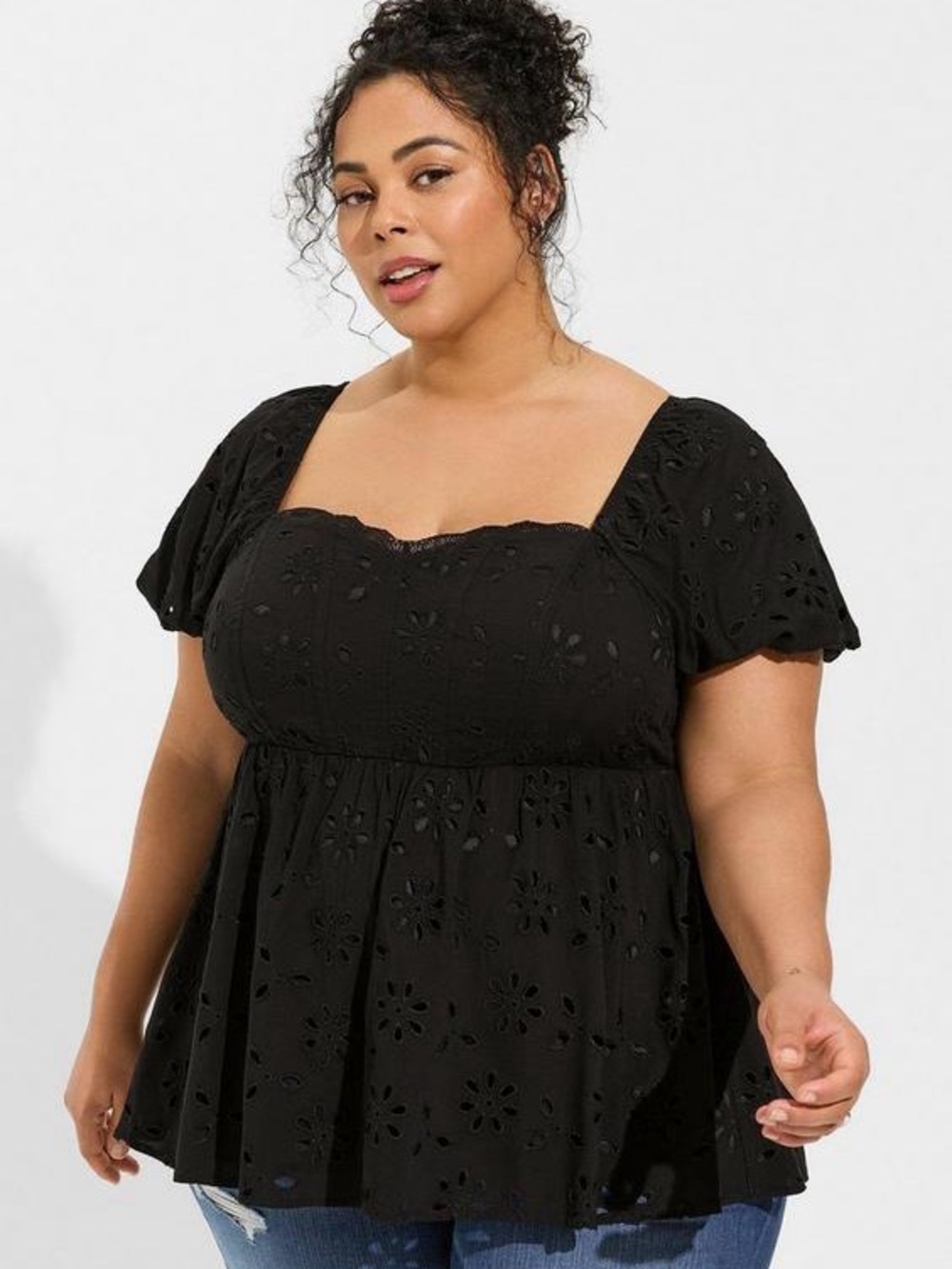 Torrid Babydoll Eyelet Challis Blouse Size 18/20